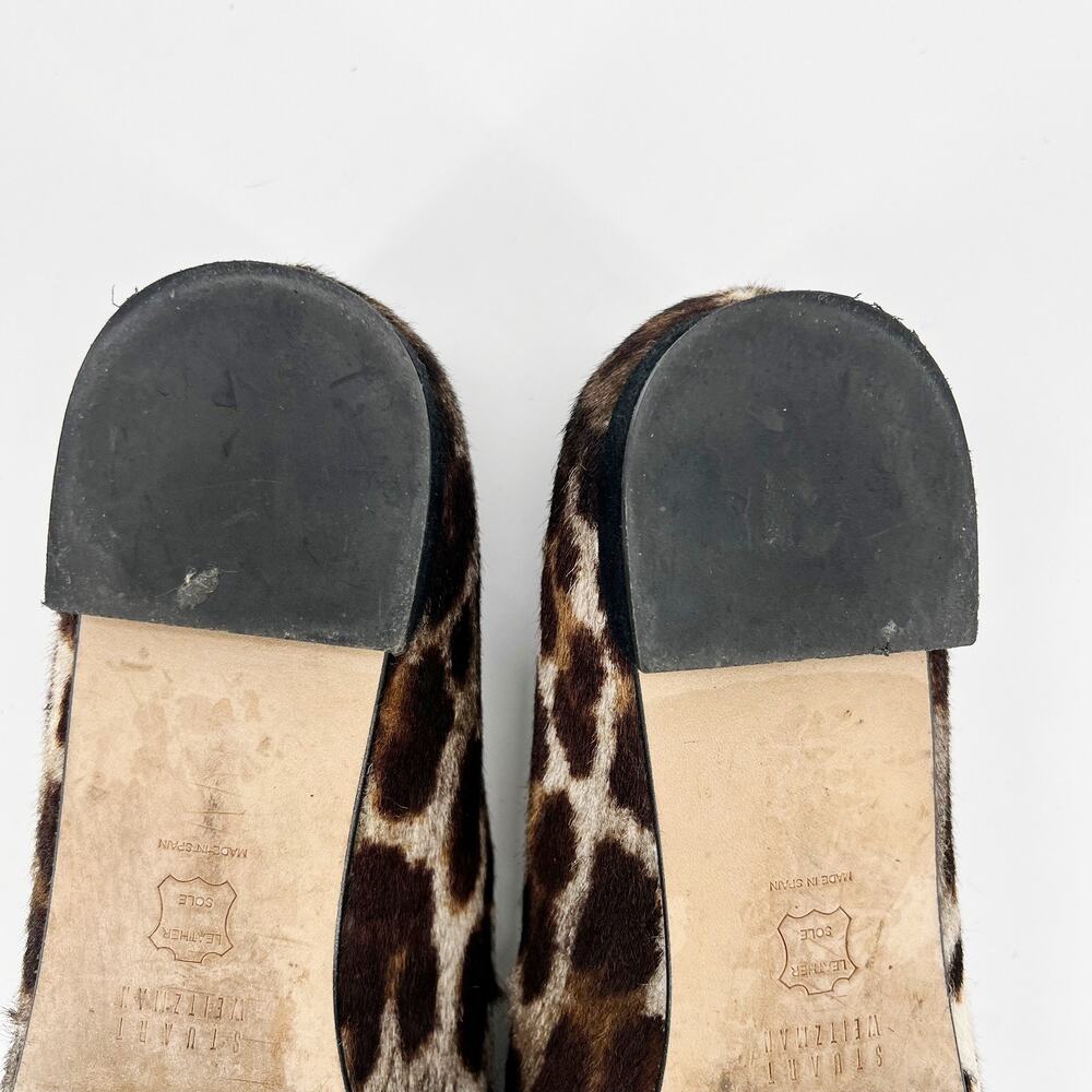Stuart Weitzman Leopard Calf Hair Loafers Flats Women 9.5 M Pointed Toe Spain - Picture 5 of 10